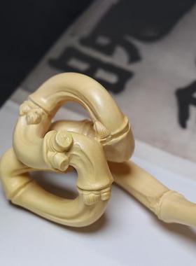 黄杨木精雕竹节如意节节高升摆件家居客厅装饰品文玩工艺品木雕