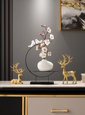 新中国风铁软家具工艺品装饰品腊梅人造花插花电视柜装饰品创意家