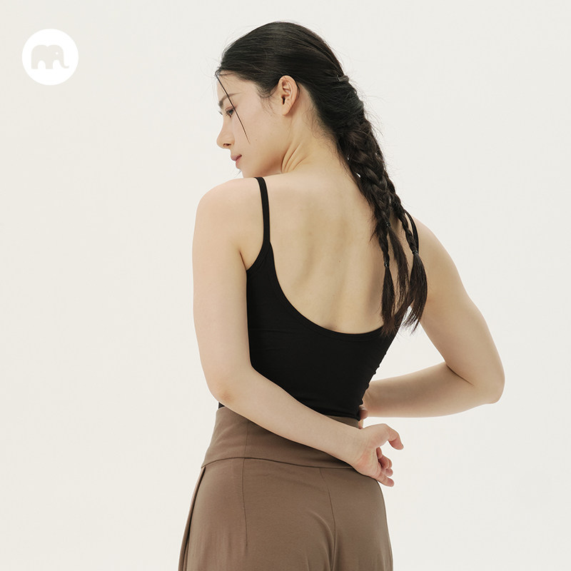 omshan·修身长款U型露背吊带 舒适美背带胸垫瑜伽背心,淘宝优惠券,粉丝福利购,淘宝优惠卷