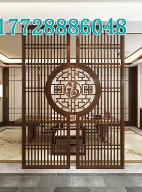 古色古香门窗背景墙中式实木格栅雕花客厅入口玄关屏风隔断木格栅