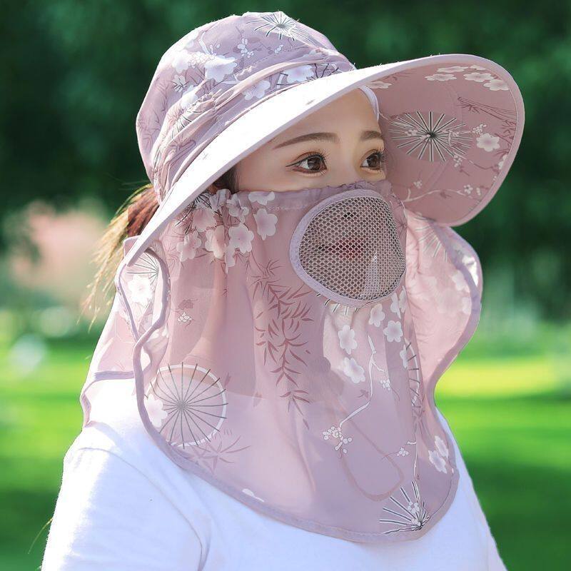 冰丝凉感防晒帽子夏季面罩遮脸太阳帽面料紫外线沿百搭采茶遮阳帽,淘宝优惠券,粉丝福利购,淘宝优惠卷