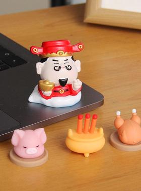 新中式钟馗财神小神仙家居桌面贡品供奉托盘办公室工位治愈小摆件