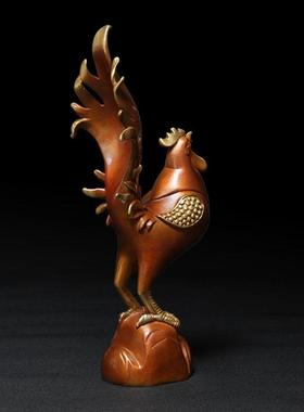 《一鸣惊人》铜鸡摆件 金鸡大公鸡生肖鸡创意礼品书房桌面装饰品