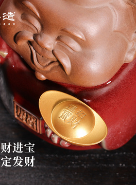 寻造新中式财神摆件钧瓷窑变创意家居饰品招财开业祝福乔迁礼物