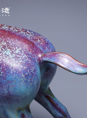 寻造钧瓷国工大师王现峰窑宝马摆件艺术窑变陶瓷收藏品《玉长风》