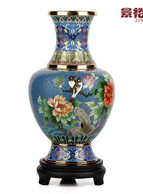 12寸景泰蓝花瓶铜胎掐丝珐琅家居书房客厅摆件外事工艺品乔迁礼品