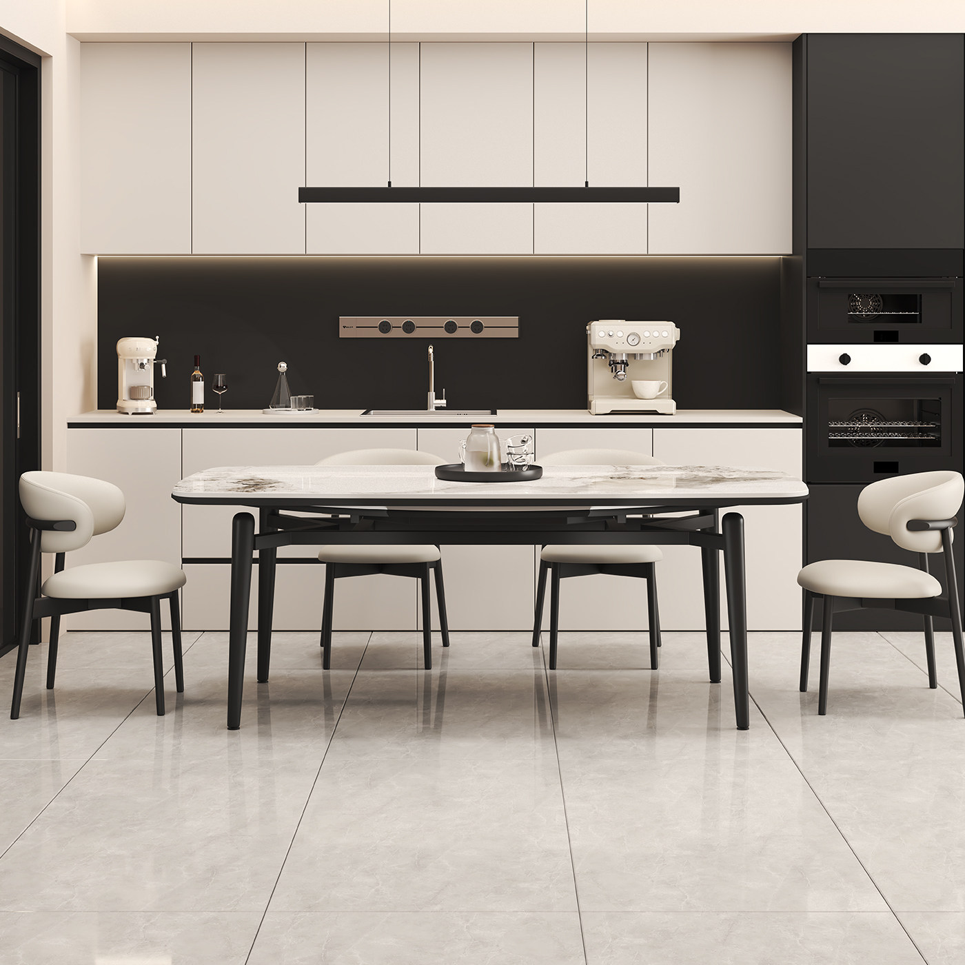 意式极简可伸缩岩板餐桌椅组合现代简约家用方变圆形两用吃饭桌子,淘宝优惠券,粉丝福利购,淘宝优惠卷