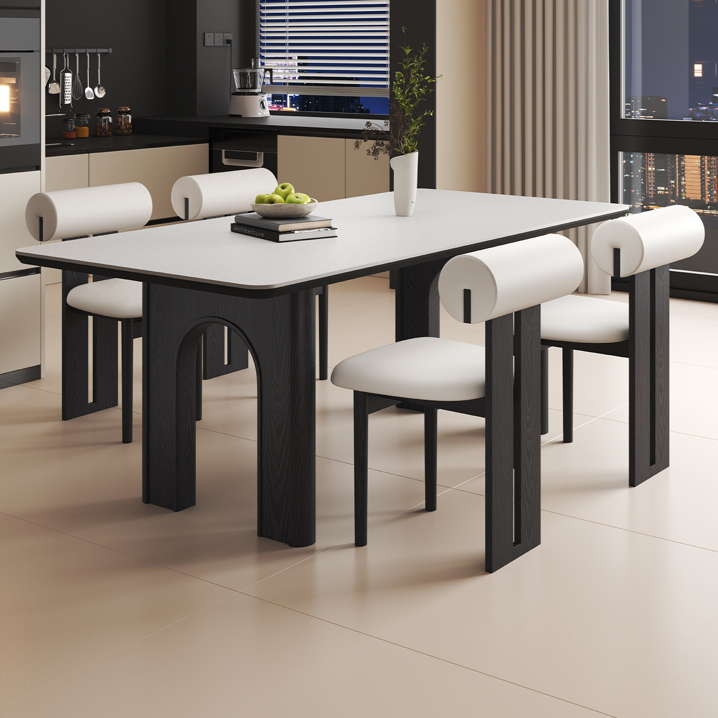 政府补贴中古风实木岩板餐桌椅子组合意式极简家用长方形吃饭桌子,淘宝优惠券,粉丝福利购,淘宝优惠卷