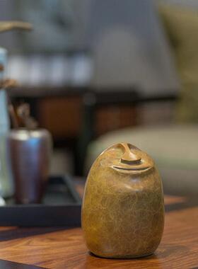 古铜官 铜人像摆件铜四面头喜怒哀乐客厅家居电视柜红酒架装饰品