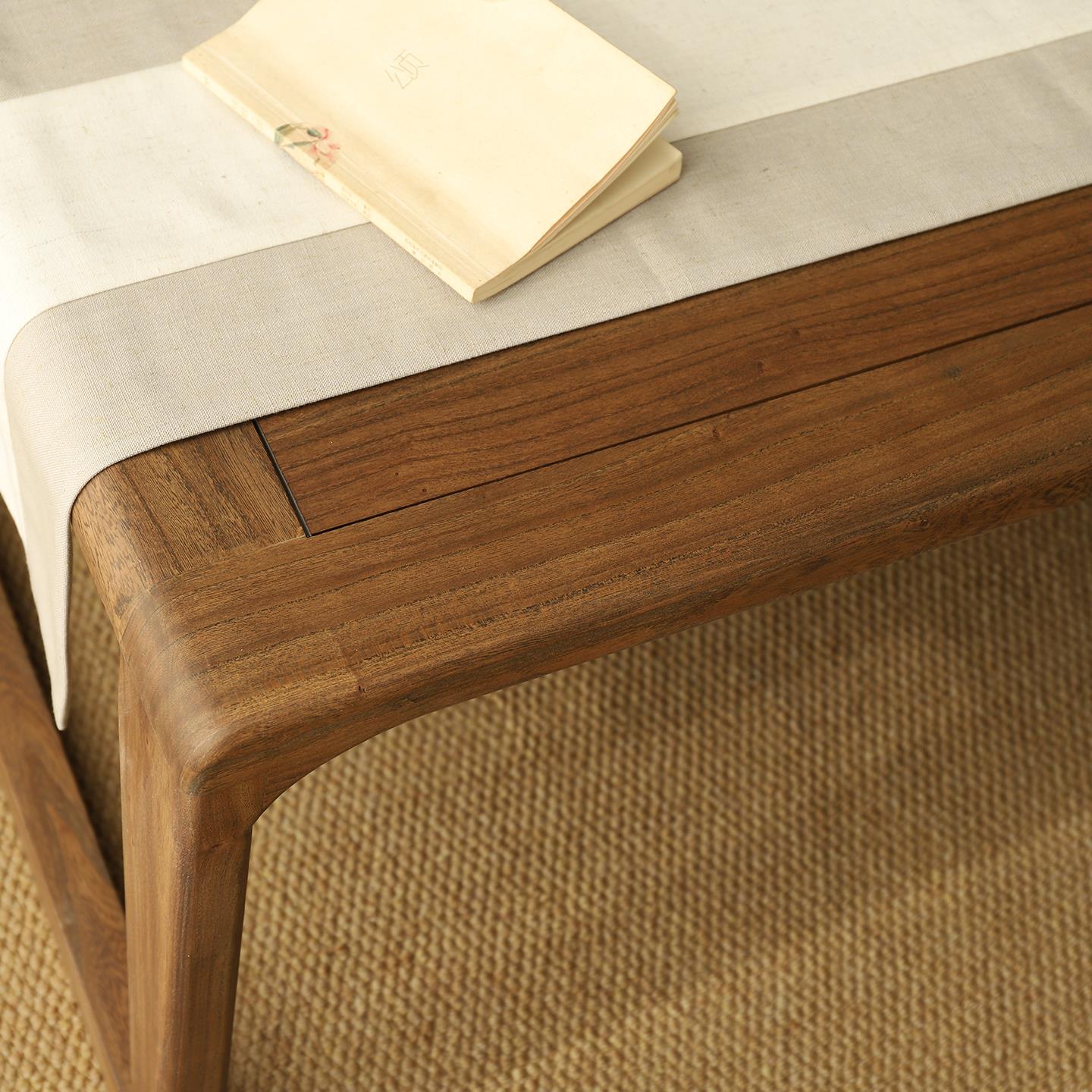 新中式榻榻米茶几阳台茶台地台桌榆木炕几简约矮桌实木茶桌椅组合 - 图3