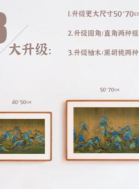 千里江山图名画电表箱挂画实木黑胡桃柚木翻盖弱电闸箱风景装饰画
