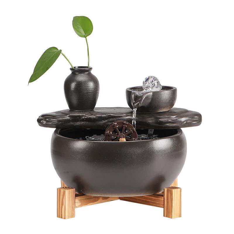 新中式陶瓷流水循环水鱼缸摆件客厅招财玄关办公室桌面风水轮礼品,淘宝优惠券,粉丝福利购,淘宝优惠卷