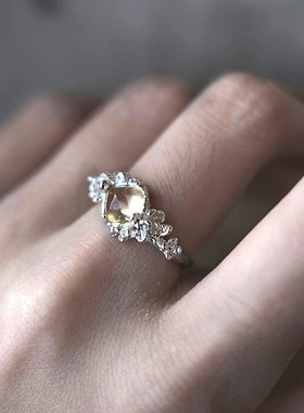 小红书爆款古法琉璃工艺花边蓝色水滴系列法式复古蓝宝石流苏戒指