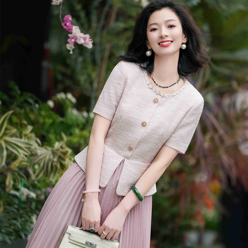 西子/【香榭丽影】醋酸亚麻假两件拼接通勤小香风连衣裙/CQTJ004 - 图3