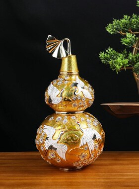 高档贺寿礼物珐琅彩工艺合金仙鹤葫芦摆件创意家居礼品送领导长辈