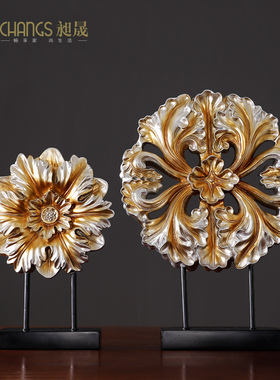 富贵雕花新房电视柜两边装饰欧式客厅摆件样品房软装饰品酒柜摆设