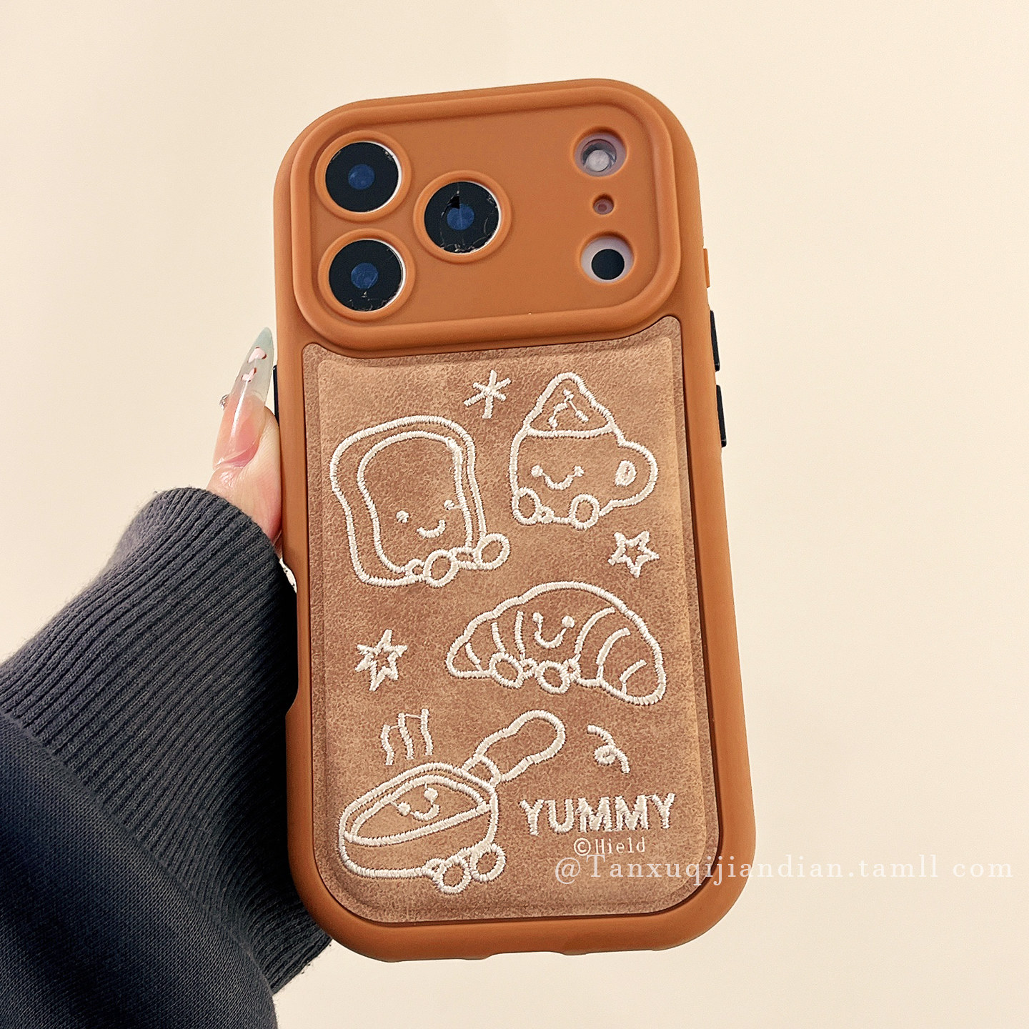 秋冬棕色线条jellycat面包适用苹果17promax手机壳iPhone16Pro新款15皮质14pro防摔13小众17创意17P可爱全包,淘宝优惠券,粉丝福利购,淘宝优惠卷