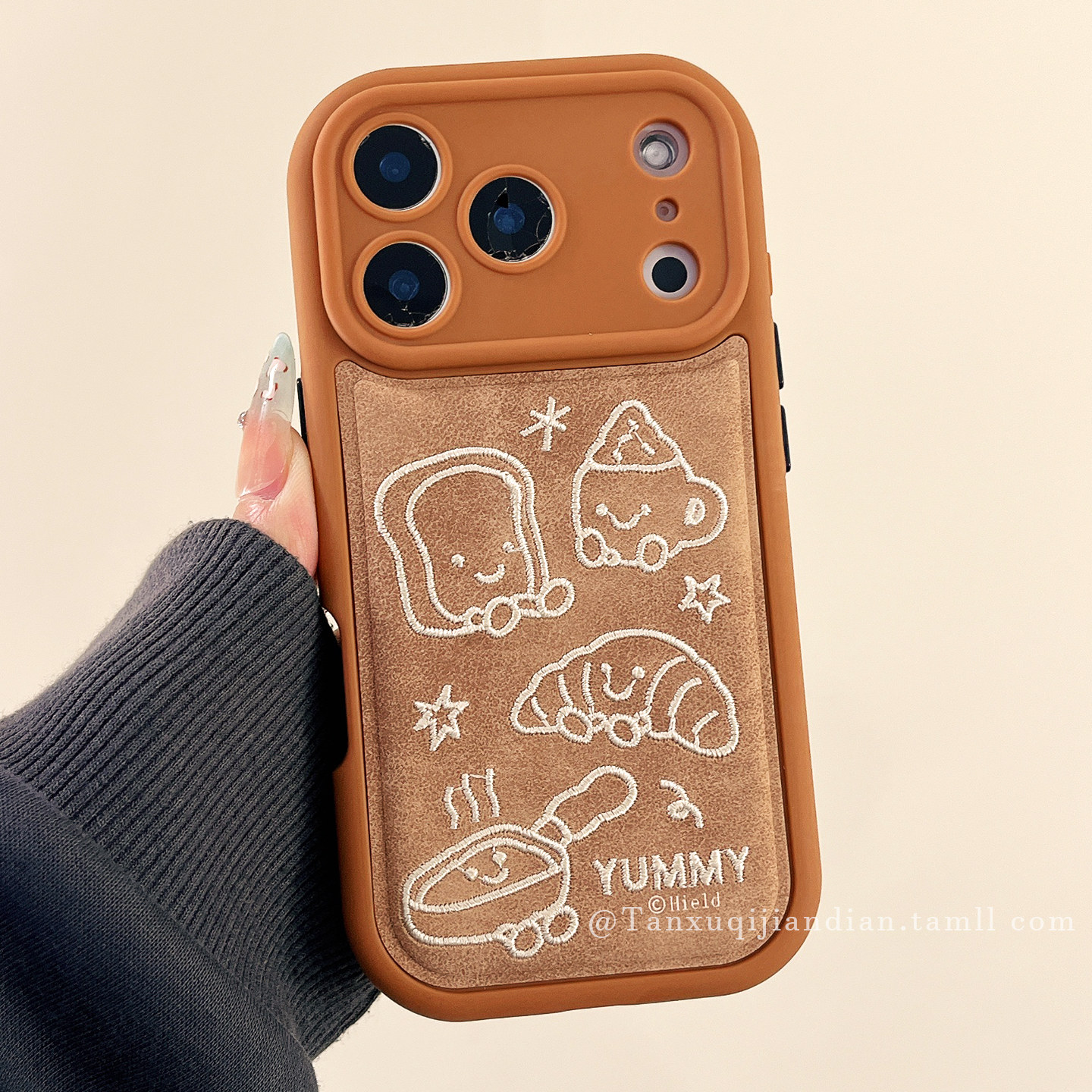 秋冬棕色线条jellycat面包适用苹果17promax手机壳iPhone16Pro新款15皮质14pro防摔13小众17创意17P可爱全包,淘宝优惠券,粉丝福利购,淘宝优惠卷