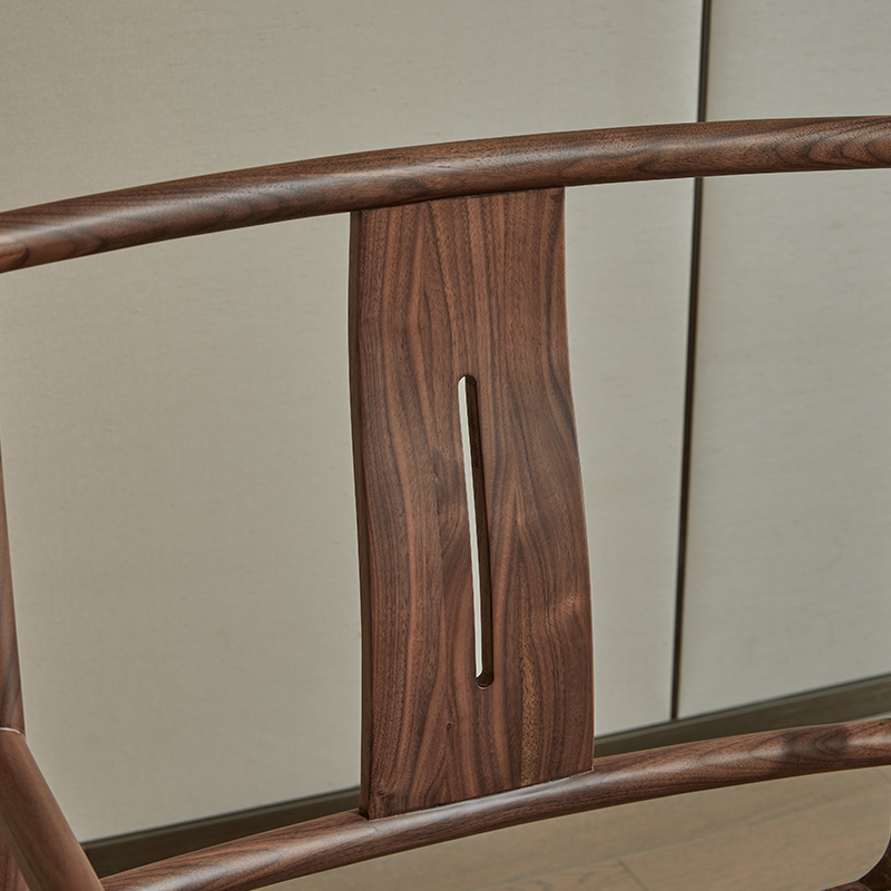 茶椅主人椅新中式实木黑胡桃木泡茶喝茶带扶手靠背椅子餐椅官帽椅 - 图2