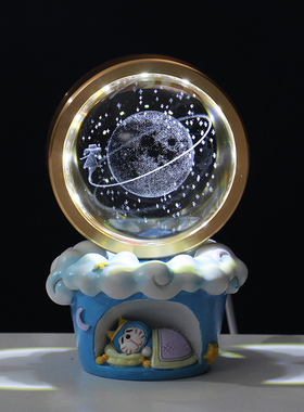 宇航员叮当猫水晶球小夜灯摆件