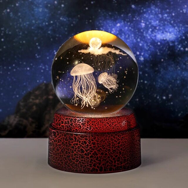 发光旋转水晶球小夜灯客厅卧室客厅玻璃球装饰情人节送人礼物,淘宝优惠券,粉丝福利购,淘宝优惠卷