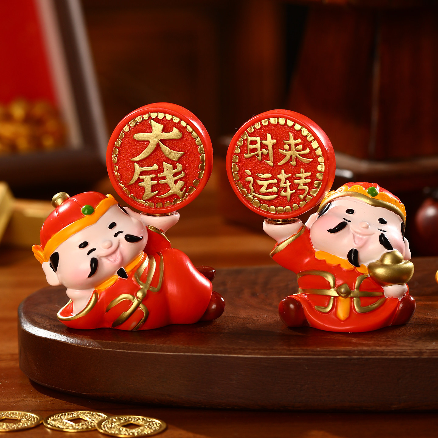 创意桌面财神招财猫小摆件可旋转工位书房装饰品趣味解压送人礼物,淘宝优惠券,粉丝福利购,淘宝优惠卷