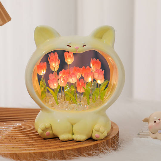 Tulip night light ornaments, handmade flowers, cute pets, study decorations, gifts for best friends and teachers