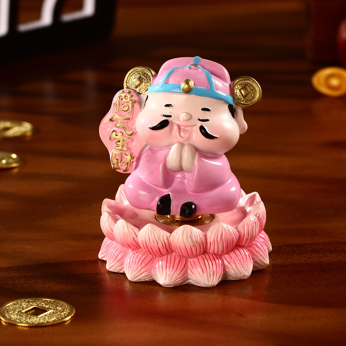 创意桌面财神招财猫小摆件可旋转工位书房装饰品趣味解压送人礼物,淘宝优惠券,粉丝福利购,淘宝优惠卷