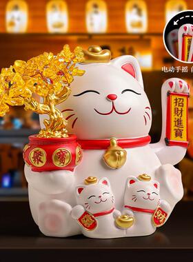 招财猫摆件店铺收银柜台前台生意兴隆自动招手发财猫新店开 业礼