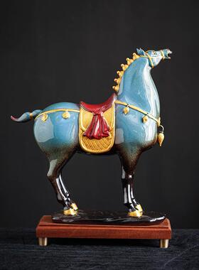 新中式招财马摆件马到成功客厅书柜工艺品办公室桌轻奢高档装饰品