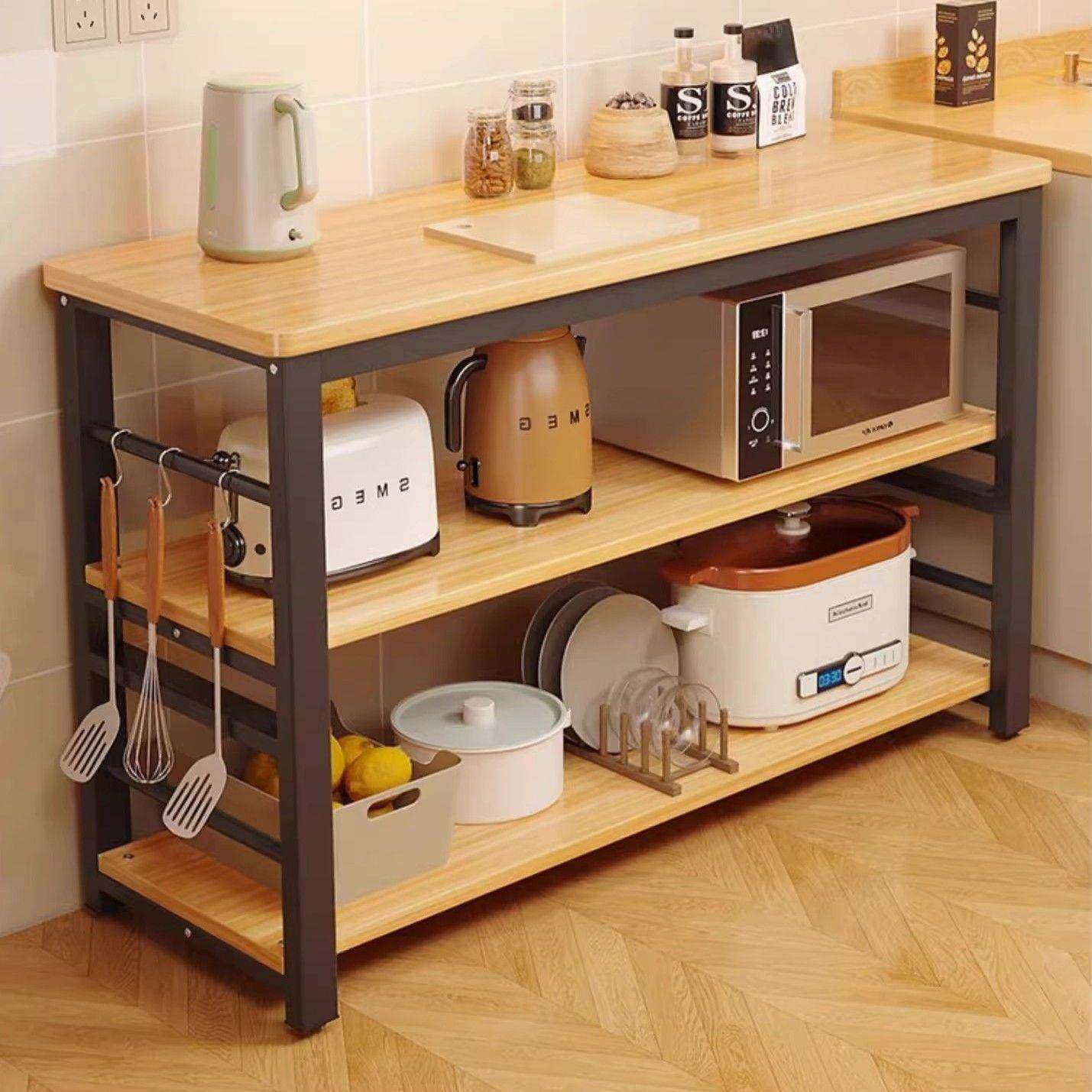 微厨房置物架落地层切菜桌架家厂家直供居收纳架操作工多作台波炉,淘宝优惠券,粉丝福利购,淘宝优惠卷