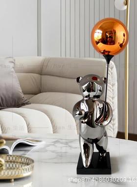 轻高档气球客熊雕塑装饰创EWQ意样板间儿童厅电视柜玄关工奢艺房