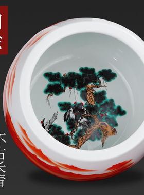 景德镇老师傅传统手工高档大号鸿运当头聚宝盆陶瓷客厅办公室书房