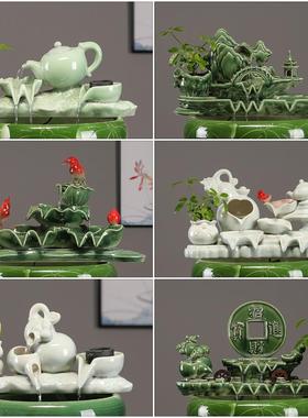 流水摆件循环水鱼缸生财办公室假山客厅室内招财水缸造景喷泉景观