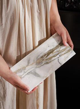 意式极简摆件样板间装饰创意云朵大理石托盘茶几风果盘摆件陈列