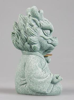 逗兽记 入户玄关装饰摆件轻奢高档青砂石鱼缸造景摆设可养小茶玩