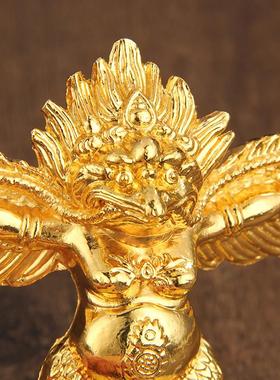 藏传用品佛像鎏金 合金铜鎏金大鹏鸟鲲鹏大鹏金翅鸟摆件家居