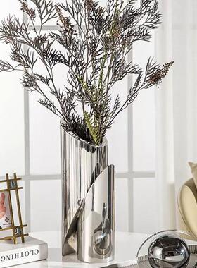 代艺术不锈花钢瓶摆件样板间厅茶几餐桌ROC面花客器插花摆设装现