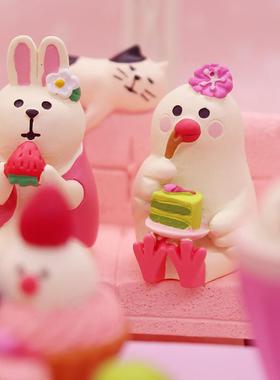 zakka文鸟草莓甜品烘焙蛋糕INS娃娃屋微缩食玩 日式猫摆件