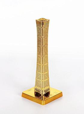 中国尊中央电视塔北京地标建筑模型金属立体桌面摆件中国特色礼品