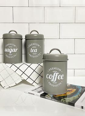 样板房厨房咖啡主题摆件橱柜铁艺收纳罐售楼处茶叶密封盒岛台装饰