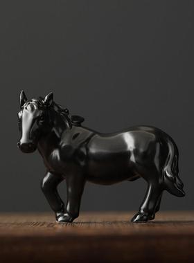 红色陶瓷马摆件十二生肖瓷器马客厅工艺品风水招财马到成功装饰品