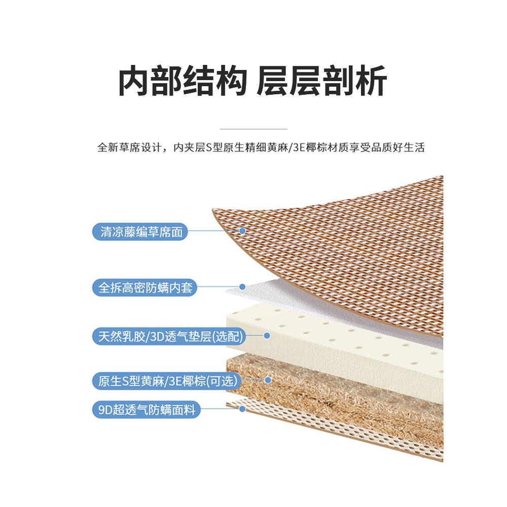 藤编草席床垫太软加硬神器护脊护腰超薄黄麻床垫榻榻米宝宝爬垫子 - 图1