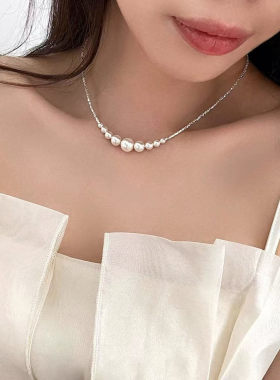 高级感项链碎银子锁骨链独特配裙子珍珠轻奢女款颈链2026新款饰品