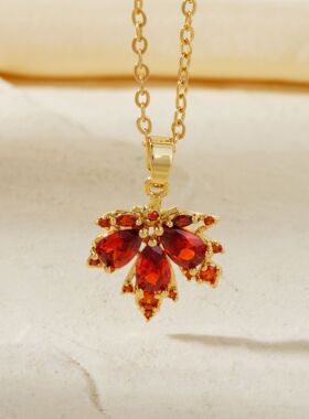 新款电镀18k玫瑰金钛钢项链女网红简约四叶草锁骨链时尚百搭饰品