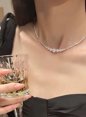 2026新款高级感女款颈链配裙子碎银子轻奢锁骨链饰品项链珍珠独特