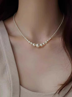 爆款高级感配裙子轻奢珍珠女款颈链饰品项链独特锁骨链2026碎银子