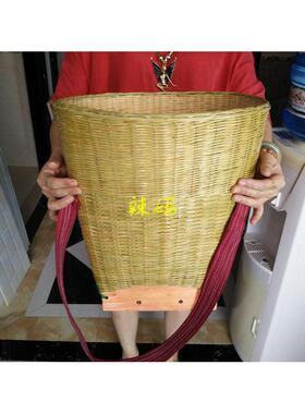 民族特色傣家阿婆 纯手工竹编精品大竹篓 花篮竹筐竹背竹编背菜蓝