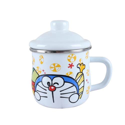 珐琅搪瓷杯带盖儿童 卡通杯铁缸子茶杯宝宝小杯子铁杯水杯280毫升 - 图3