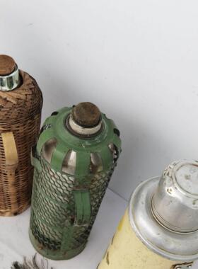 老物件暖水壶老式热水壶民俗怀旧铁皮暖瓶保温壶杂项收藏道具摆件